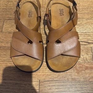 SAS Brown Sandals with Crisscross Straps